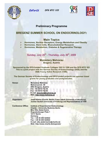 Preliminary Programme BREGENZ SUMMER SCHOOL ON - DGE