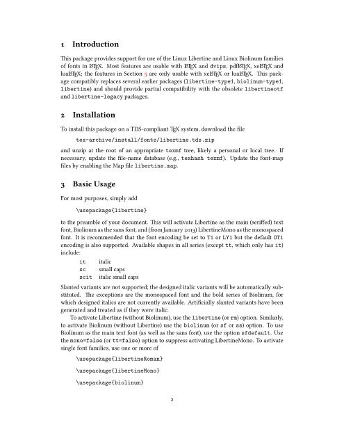 LATEX Support for Linux Libertine and Biolinum Fonts - The CTAN ...