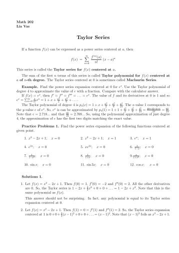 Taylor Series