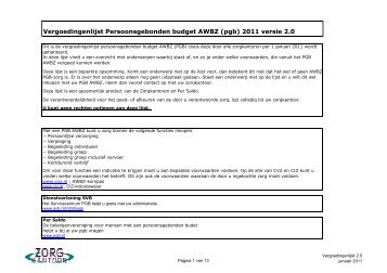 Vergoedingenlijst PGB 2.0 januari 2011