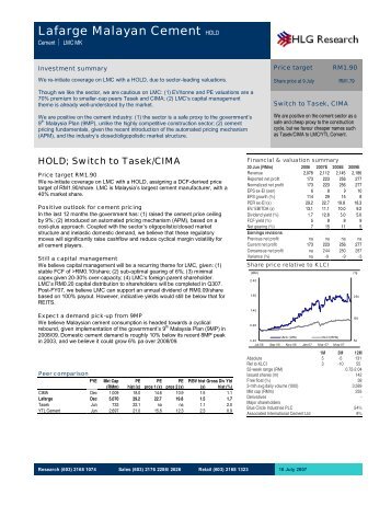 Lafarge Malayan Cement HOLD - Business