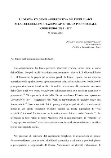 a stagione aggregativa dei fedeli laici alla luce dell'esortazione ...