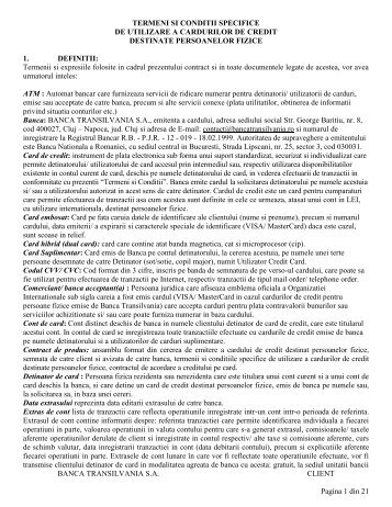TERMENI SI CONDITII SPECIFICE - Banca Transilvania