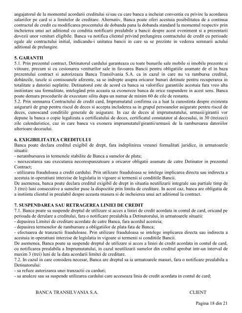 TERMENI SI CONDITII SPECIFICE - Banca Transilvania