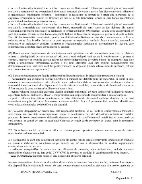 TERMENI SI CONDITII SPECIFICE - Banca Transilvania
