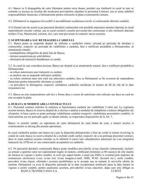 TERMENI SI CONDITII SPECIFICE - Banca Transilvania