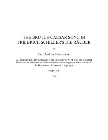 The Brutus Caesar Song in Friedrich Schiller's Die Rauber