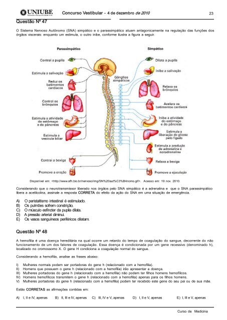 Concurso Vestibular 4 de dezembro de 2010 1 - Uniube