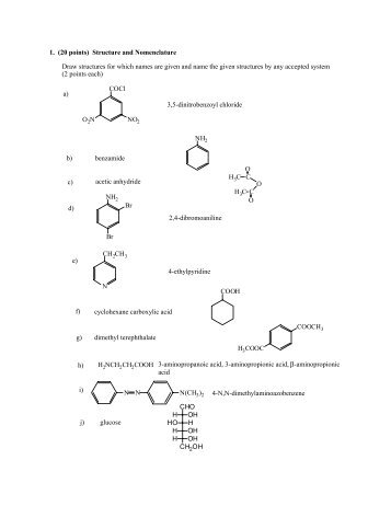 1. (20 points) Structure and Nomenclature Draw structures for which ...
