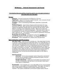 IB Biology Internal Assessment Lab Format Design Data Collection ...