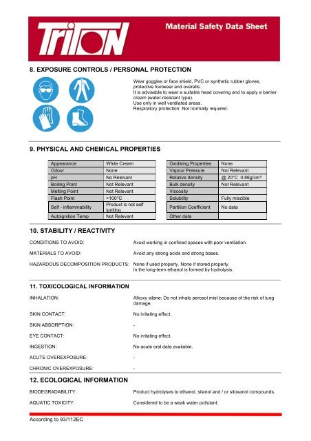 Tri-Cream Material Safety Data Sheet Download - Triton Chemicals