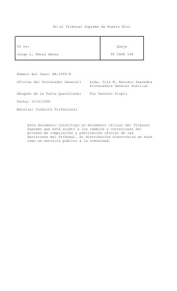99 TSPR 146 - Rama Judicial de Puerto Rico