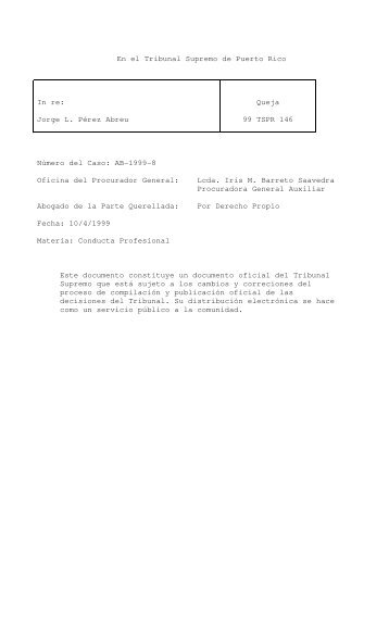 99 TSPR 146 - Rama Judicial de Puerto Rico