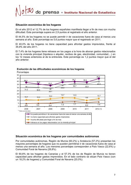 Encuesta de Condiciones de Vida AÃ±o 2012. Datos provisionales ...