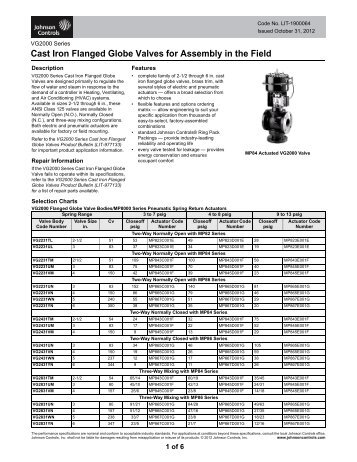 VG2000 Series Cast Iron Flanged Globe Valves for Assembly in the ...