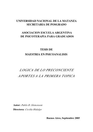 logica de lo preconciente aportes a la primera topica - Asociación ...