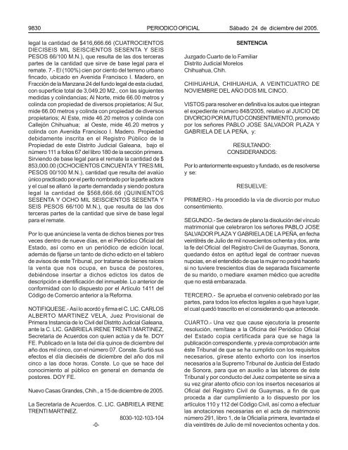 24 de Diciembre del 2005 (103) - Gobierno del Estado de Chihuahua