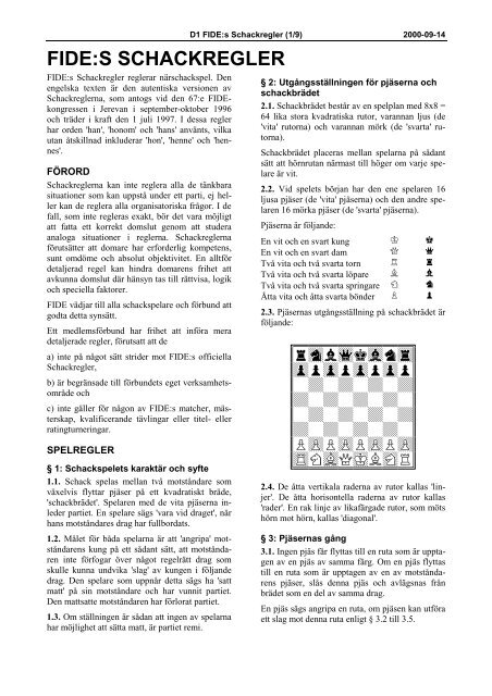 stadgar schackregler tÃ¤vlingsbestÃ¤mmelser mm - Sveriges ...
