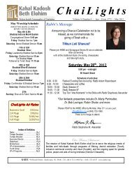 May ChaiLights Newsletter 2012.pub - Kahal Kadosh Beth Elohim