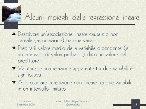 La Regressione Lineare Semplice - UniversitÃ  degli Studi di Perugia