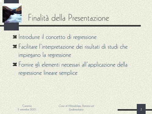 La Regressione Lineare Semplice - UniversitÃ  degli Studi di Perugia