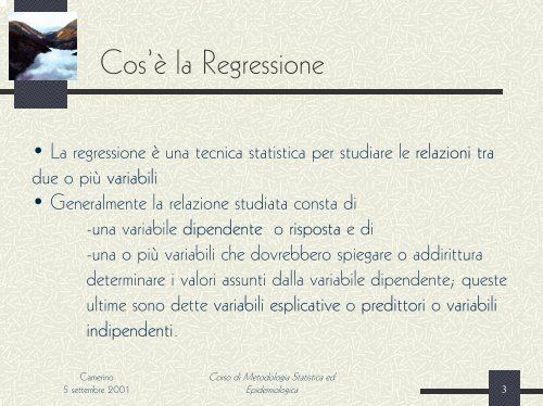 La Regressione Lineare Semplice - UniversitÃ  degli Studi di Perugia