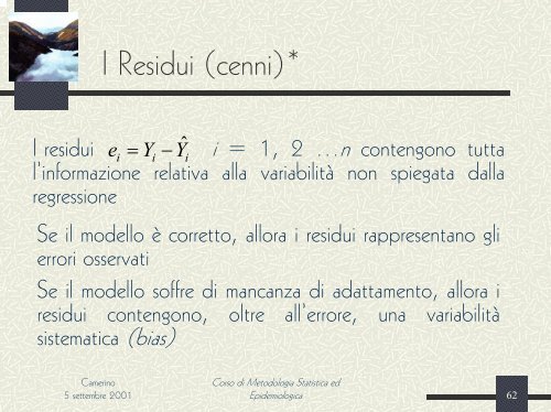 La Regressione Lineare Semplice - UniversitÃ  degli Studi di Perugia