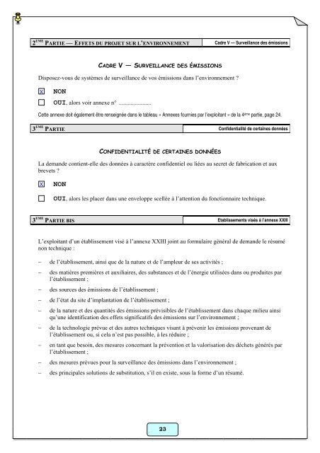 Exemple de formulaire de demande de permis d'environnement de ...