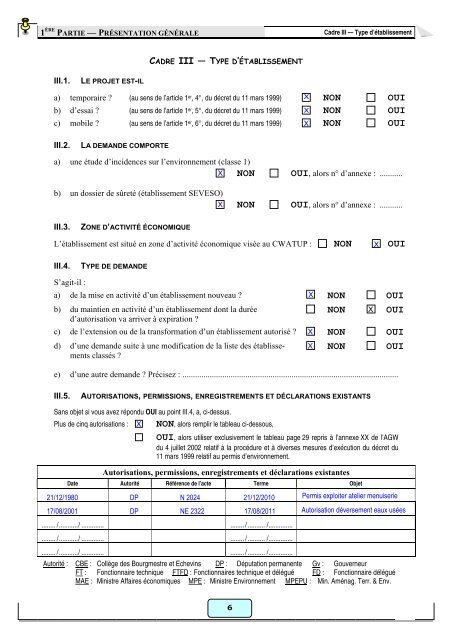 Exemple de formulaire de demande de permis d'environnement de ...