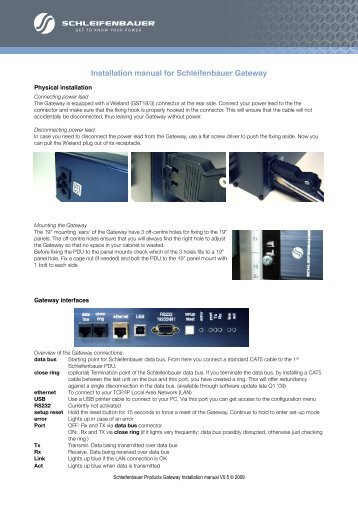 Installation manual for Schleifenbauer Gateway