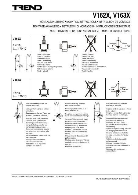 V162X, V163X Installation Instructions - Trend