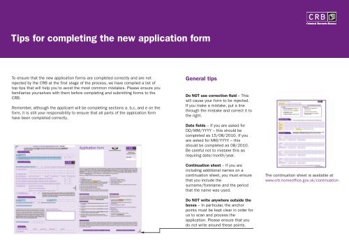 Top Tips for completion of application form