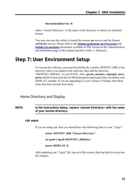 UNIX AND LINUX INSTALLATION RELEASE 11 - Sonnet Software