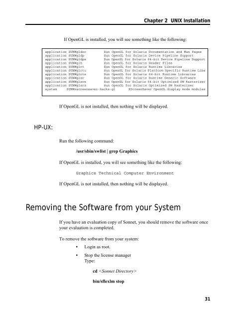 UNIX AND LINUX INSTALLATION RELEASE 11 - Sonnet Software