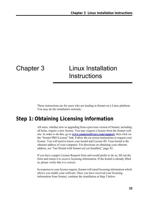 UNIX AND LINUX INSTALLATION RELEASE 11 - Sonnet Software