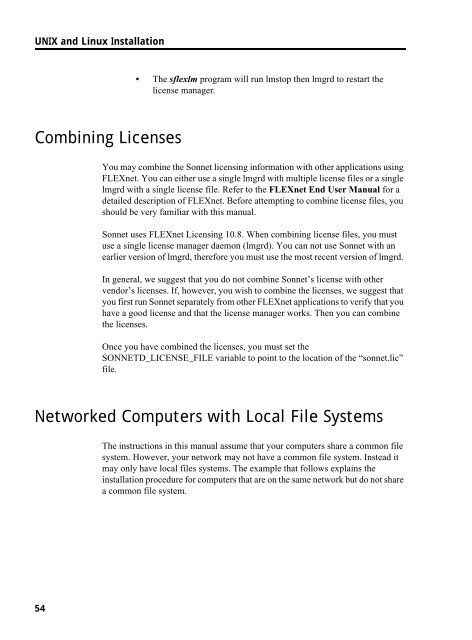 UNIX AND LINUX INSTALLATION RELEASE 11 - Sonnet Software