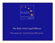 The Role of the Legal Officers - Eulex