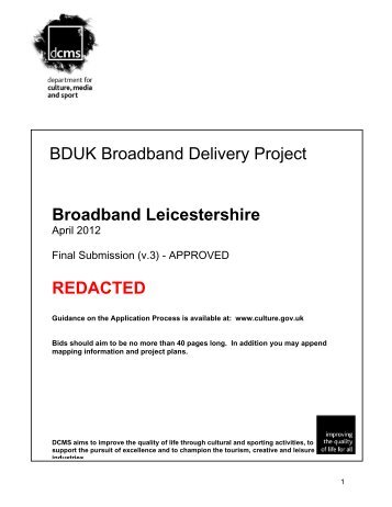 BDUK Broadband Delivery Project Broadband Leicestershire ...