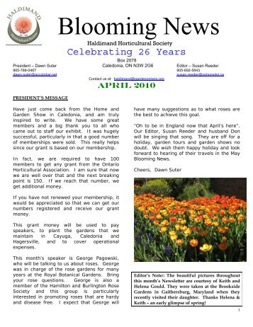 Blooming News - Haldimand Horticultural Society - Ontario ...