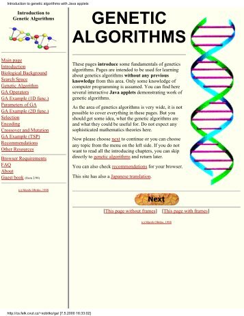 Introduction to genetic algorithms with Java applets