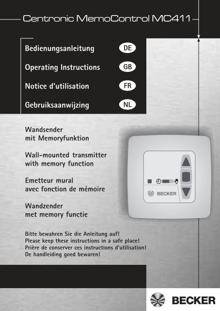 Centronic MemoControl MC411 - Becker-Antriebe - Home