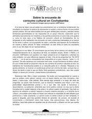 Sobre la encuesta de consumo cultural en Cochabamba - mARTadero