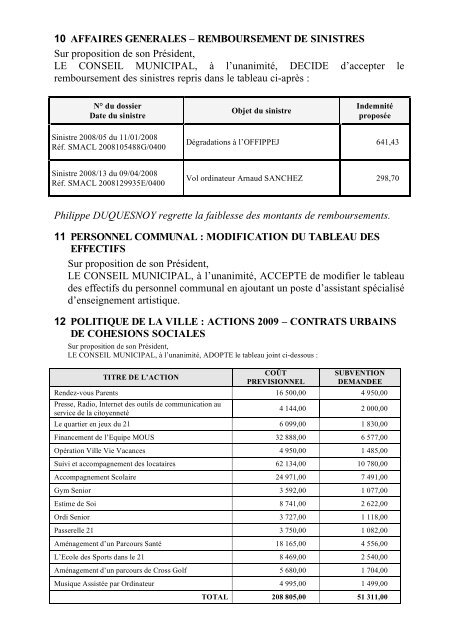 TÃ©lÃ©chargez ci-dessous le compte rendu du conseil - Ville de Harnes