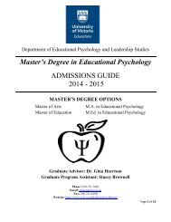 Master's Degree in Educational Psychology ADMISSIONS GUIDE ...