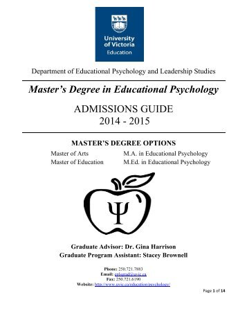 Master's Degree in Educational Psychology ADMISSIONS GUIDE ...