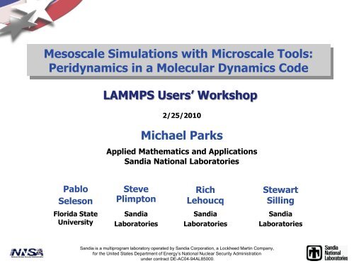 Peridynamics - Lammps - Sandia National Laboratories