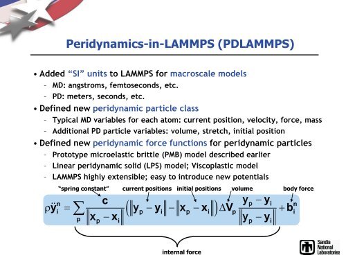 Peridynamics - Lammps - Sandia National Laboratories