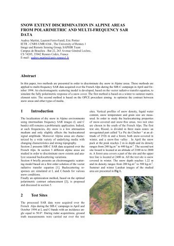 Snow Extent Discrimation In Alpine Areas From Polarimetric ... - IETR