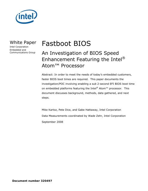 White Paper Fastboot BIOS - Intel