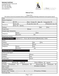 Referral Form - Aphasia Institute